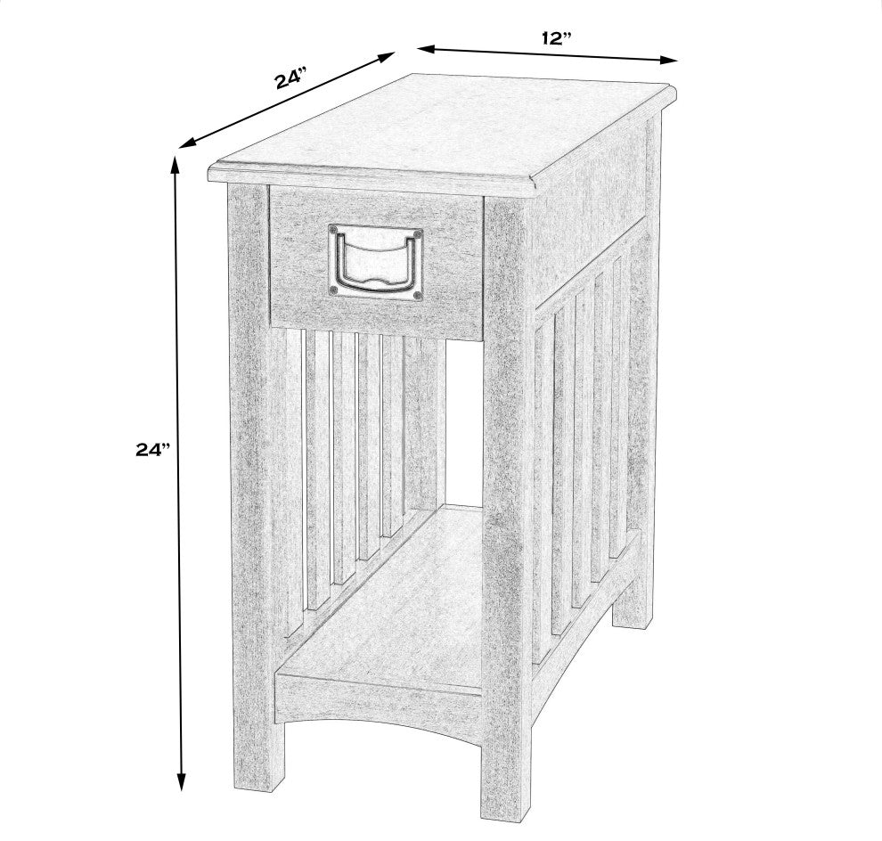 Larina Shaker One Drawer Side Table, Olive Ash