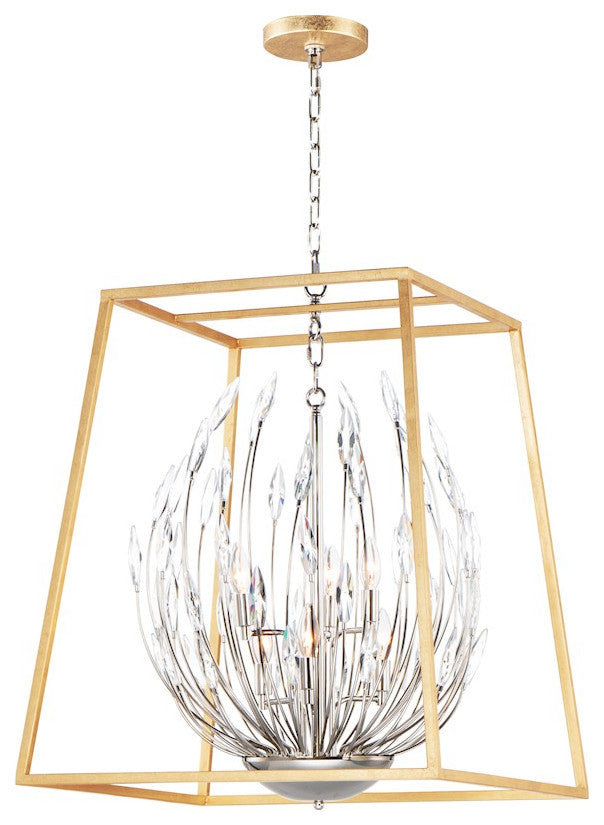Maxim Lighting Bouquet 6-Light Pendant, Polished Nickel/Gold Leaf