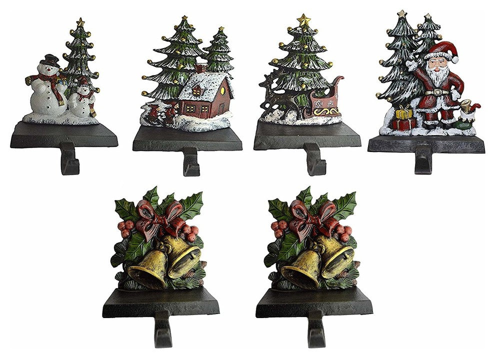 Cast Iron Christmas Stocking Holders, 6-Piece Set