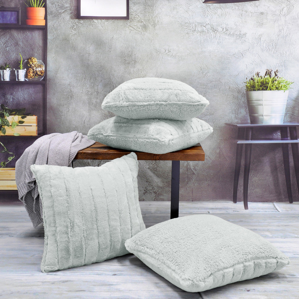Super Mink Throw Pillow Covers, Set of 4, Gray Down