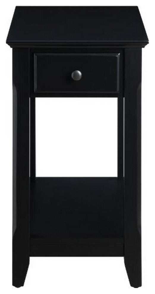 Benzara BM251127 Accent Table With 1 Drawer and Bottom Shelf, Black
