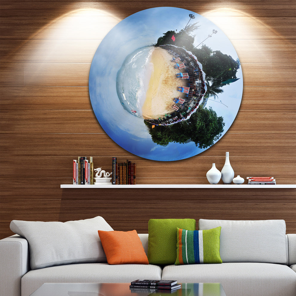 Jomtien Street Planet Panorama, Digital Art Disc Metal Wall Art, 38"