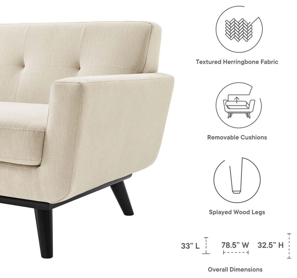 Engage Herringbone Fabric Loveseat, Beige