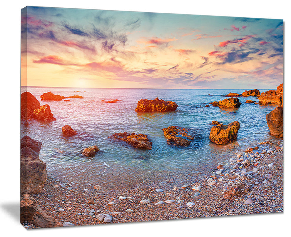 "Mediterranean Sea Sunrise" Seashore Photography Canvas Print, 20"x12"