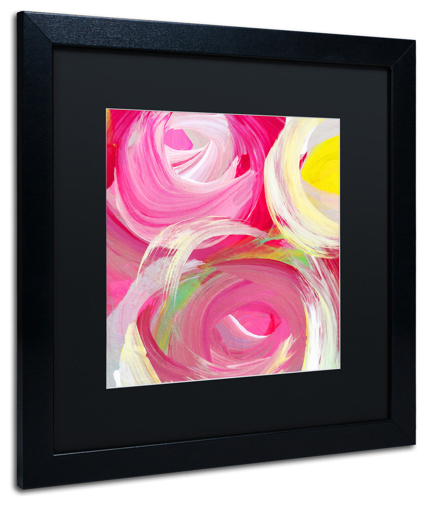 Rose Garden Circles Square 4' Matted Framed Art, Black Frame, Black Matte, 16x16