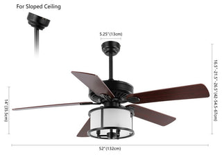 Safavieh Kristos 3Lt 52" Ceiling Fan, Black