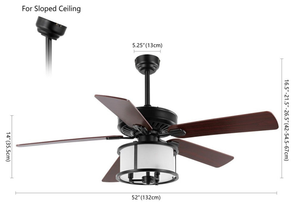 Safavieh Kristos 3Lt 52" Ceiling Fan, Black