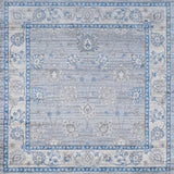 Modern Persian Moroccan Gray/Blue 6' Square Area Rug