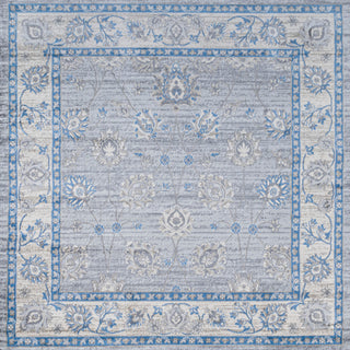 Modern Persian Moroccan Gray/Blue 6' Square Area Rug