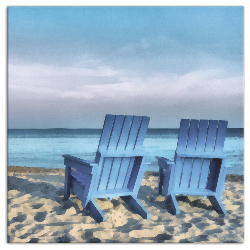 Blue Beach Chairs 20x20 Canvas Wall Art