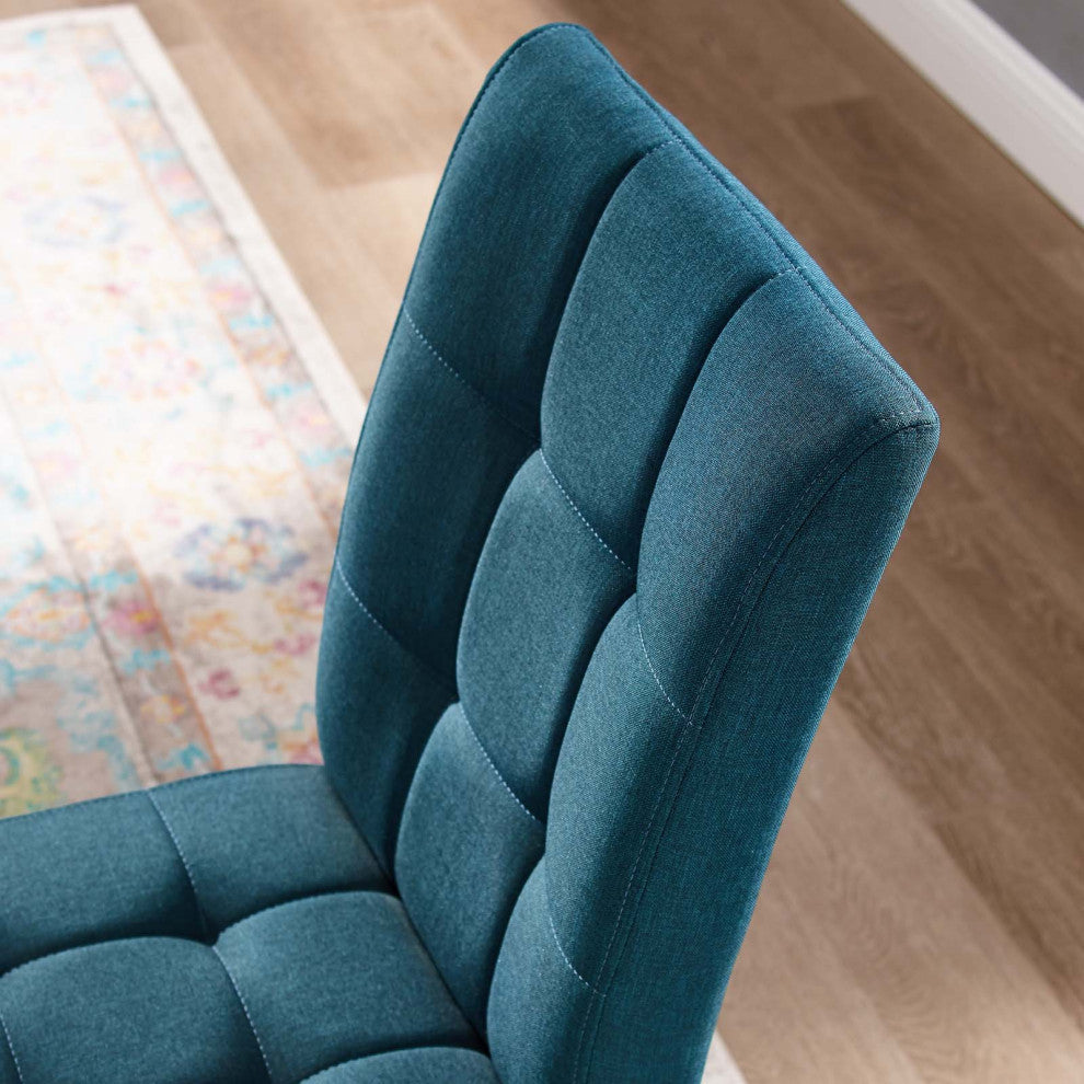 Tufted Side Dining Chair, Set of 2, Fabric, Wood, Blue, Cafe Bistro Restaurant