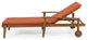 Lucknow Outdoor Acacia Wood Chaise Lounge with Water Resistant Cushion, Set of 2, Orange + Teak