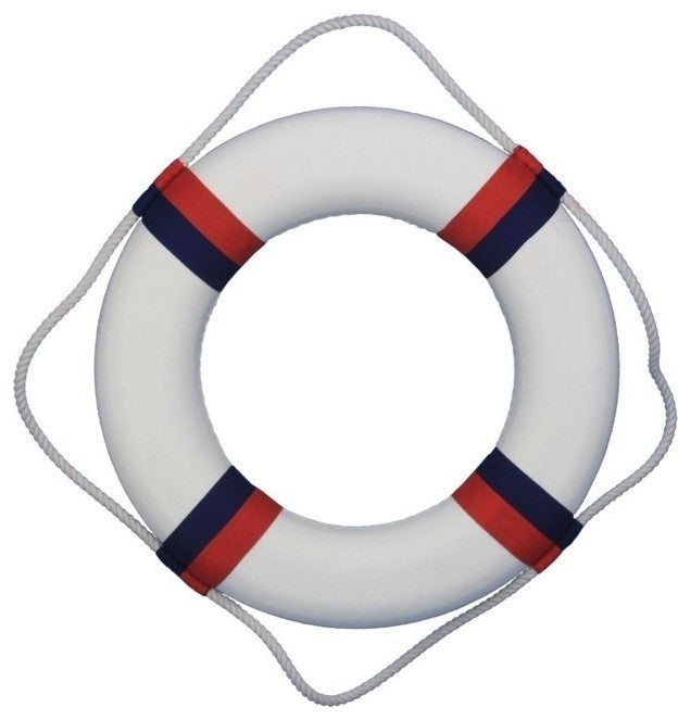 Lifering Life Preserver Decoration Nautical Bathroom Decor, White, 20", Liberty