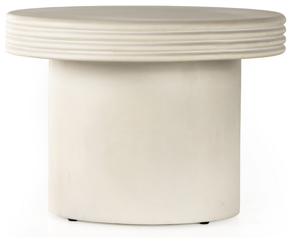 Grecia Outdoor End Table-Large-White