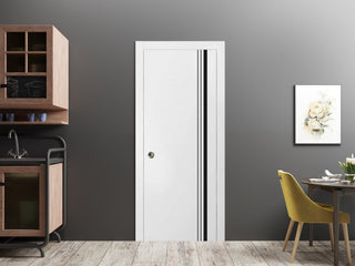 Slab Barn Door Panel 24 x 80 | Planum 0011 White Silk with  | Sturdy Finished