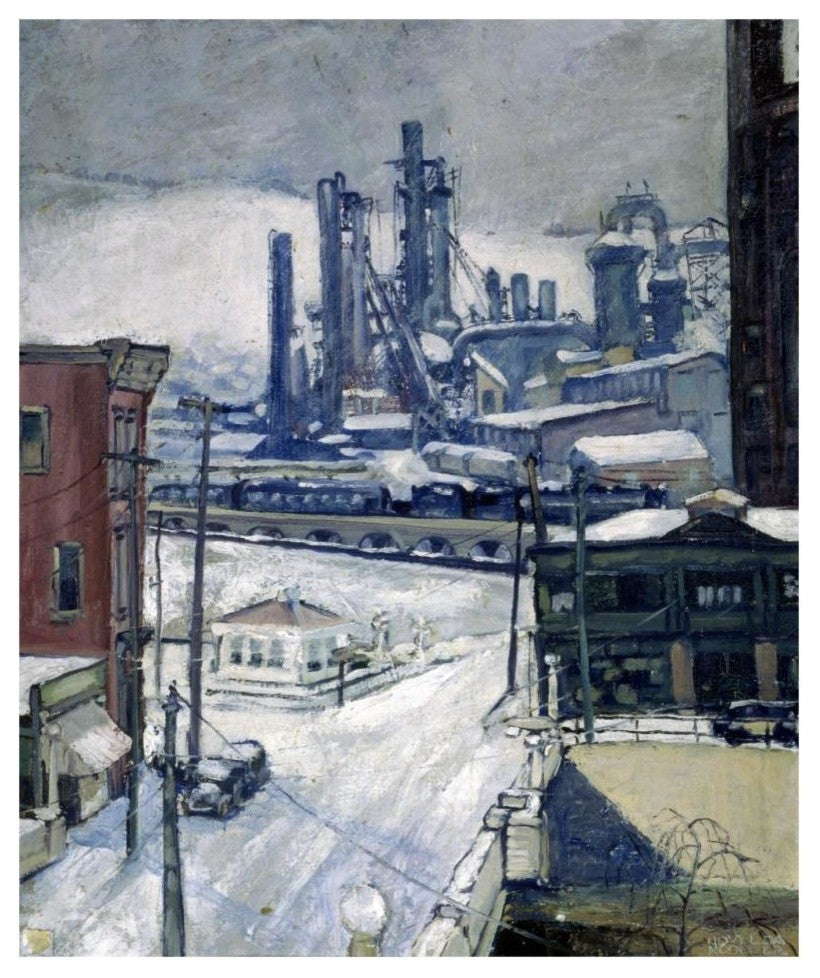 "Blast Furnaces in Winter" Digital Paper Print by H.J. Brennan, 27"x32"