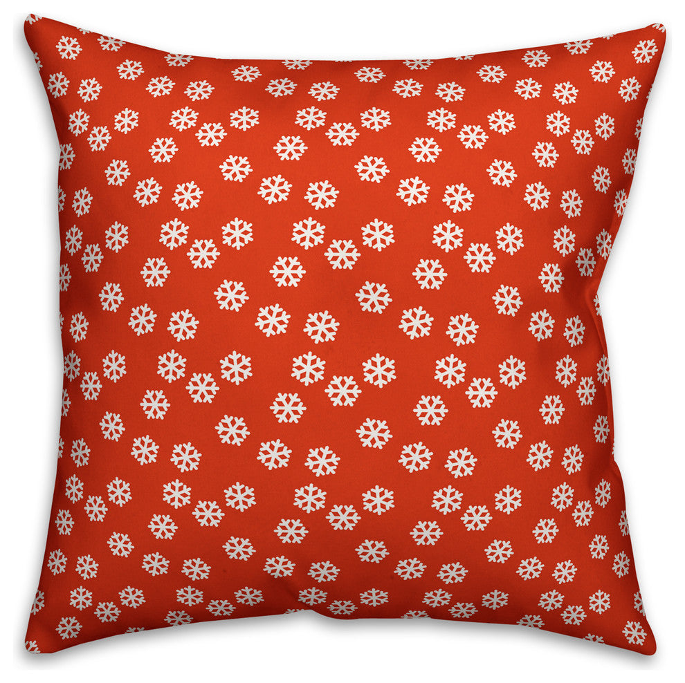 Red Snowflakes Pattern Outdoor Throw Pillow, 18"x18"