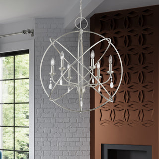 Aria 6 Light Brushed Nickel Globe Pendant Chandelier