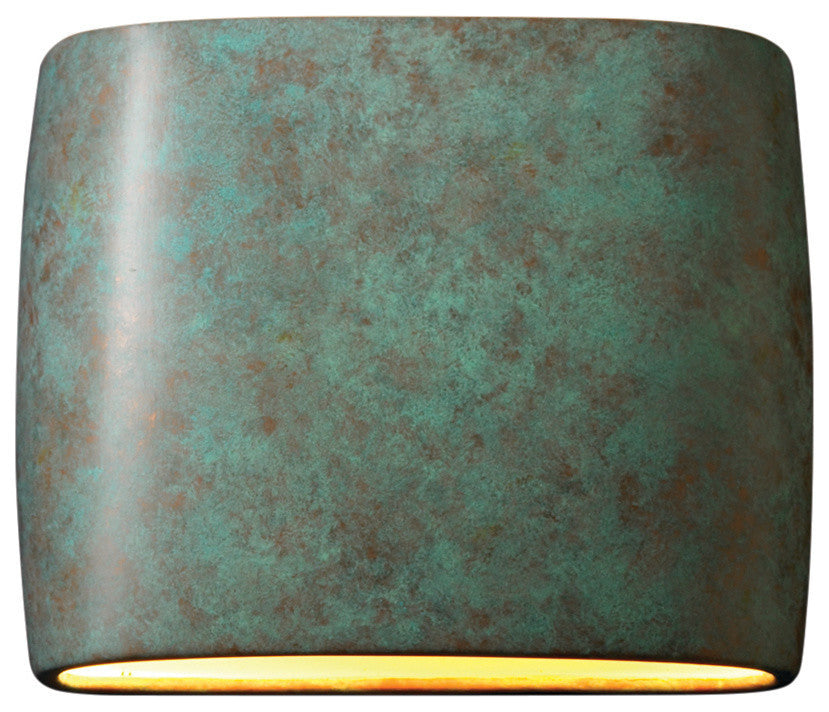 Ambiance Wide ADA Oval Wall Sconce, Verde Patina, Incandescent
