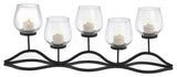Wavy Iron and Glass Hurricane Candle Holder