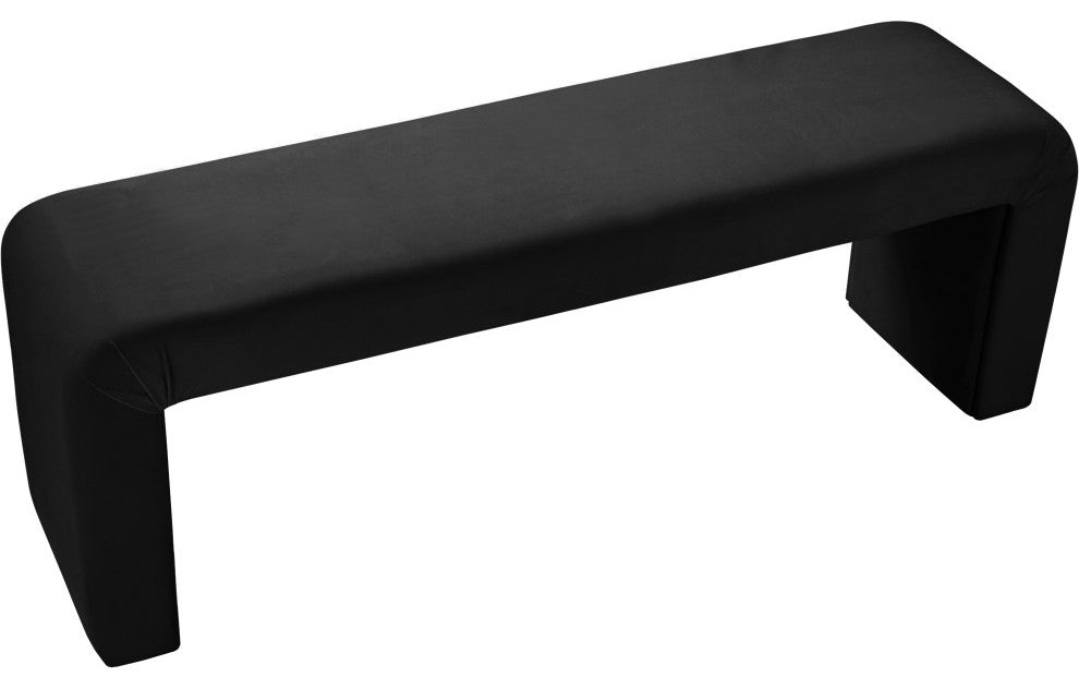 Minimalist Velvet Upholstered Bench, Black