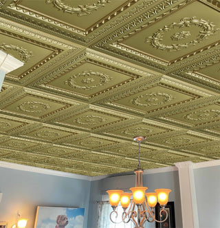Brass 3D Ceiling Panels, 2'x2', 100 Sq Ft, Pack of 25