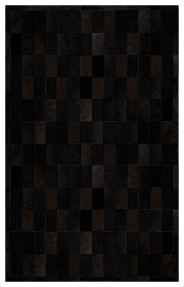 Cowhide Patchwork Rug, Daedalus, Obsidian, 6'x9'