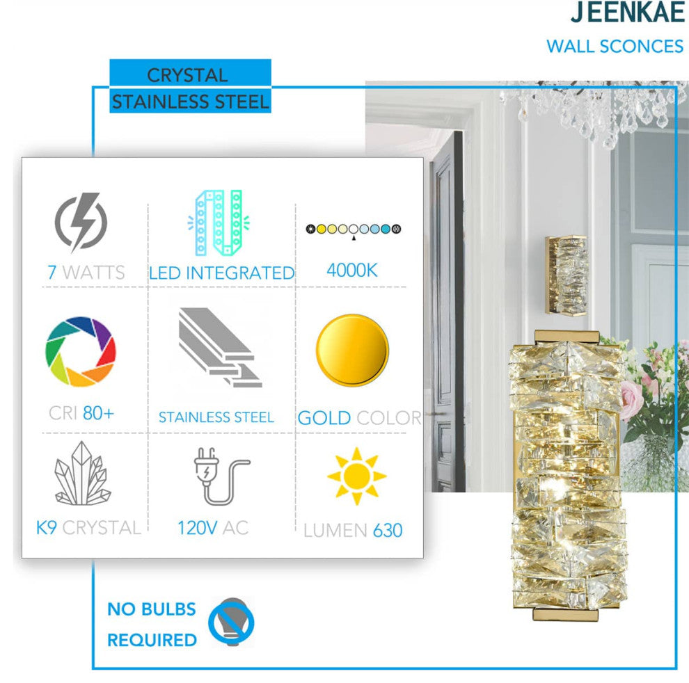 Modern Crystal LED Wall Light Gold