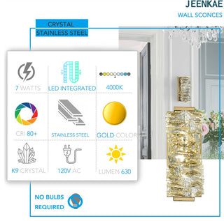 Modern Crystal LED Wall Light Gold