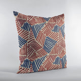 Plutus Red Blue Sketch Abstract Luxury Throw Pillow, 18"x18"