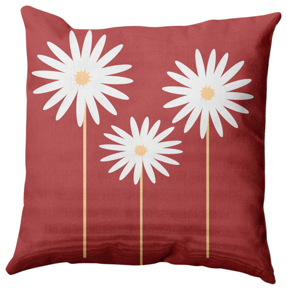 Floral Print Decorative Throw Pillow, Ligonberry Red, 20"x20"