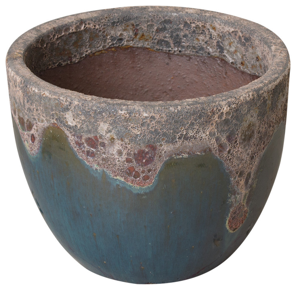 Round Planter,  Reef/Teal  12X11"H