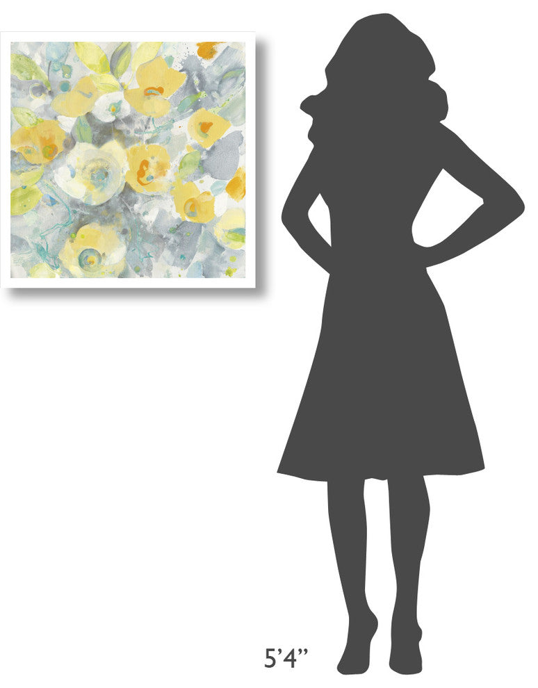 "Buttercups II Turquoise" Digital Paper Print by Albena Hristova, 26"x26"