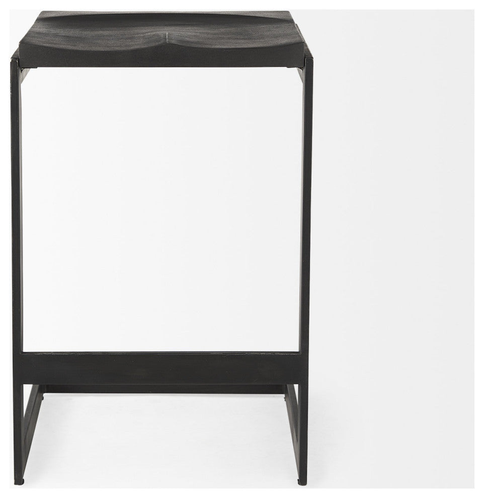 26" Black Cheeky Wood and Metal Counter Stool