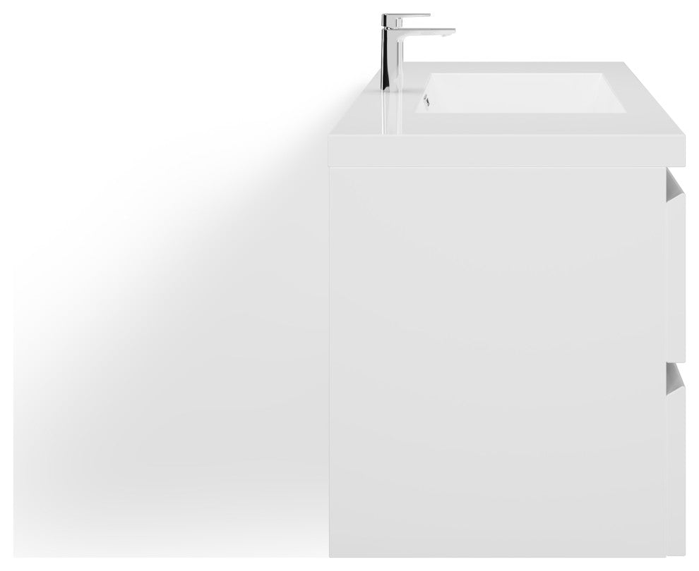 Beacon Bath Vanity, High Gloss White, 42", Single Sink, Wall Mount