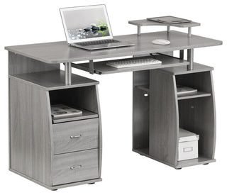 Techni Mobili Complete Computer Workstation Desk With Storage, Grey
