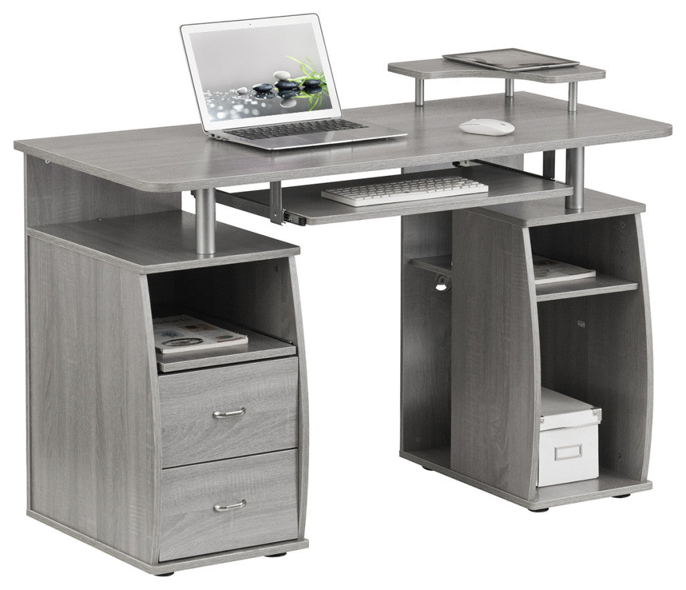 Techni Mobili Complete Computer Workstation Desk With Storage, Grey