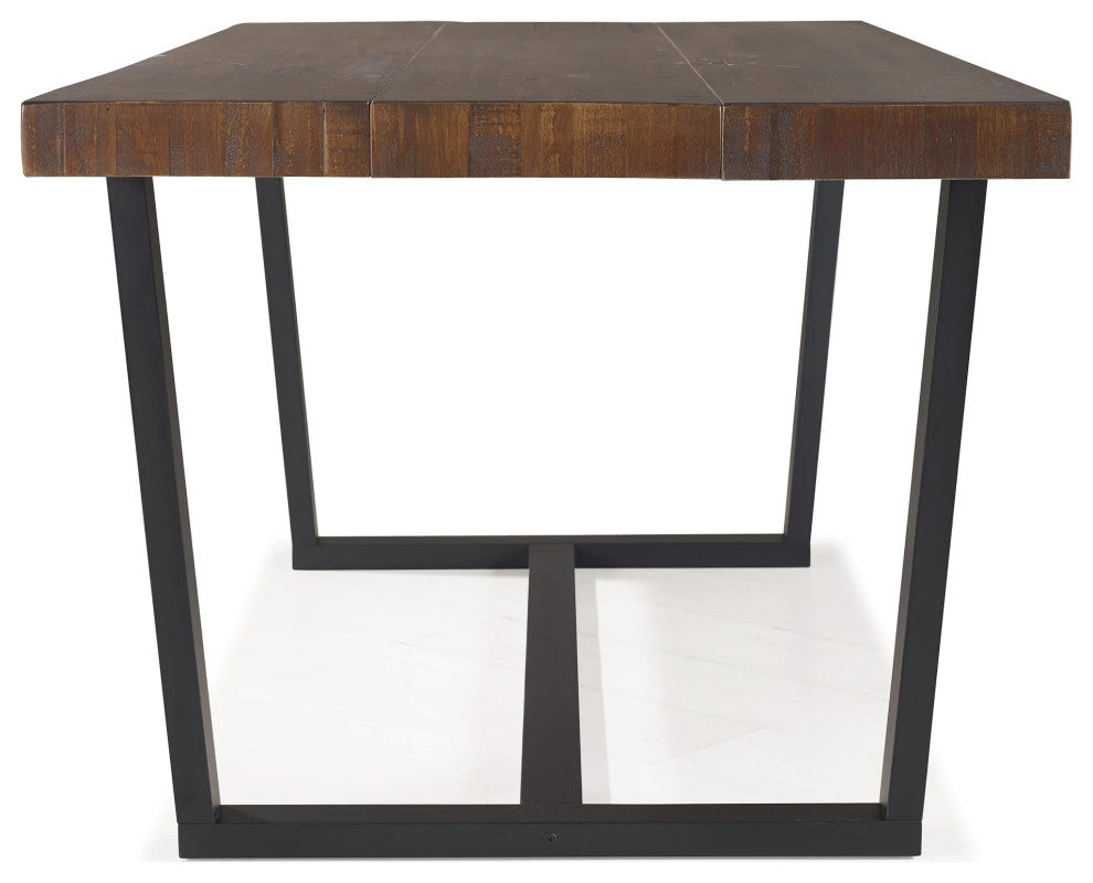 Dining Table Solid Pine Wood - Woven Paths Rustic Farmhouse, Mahogany