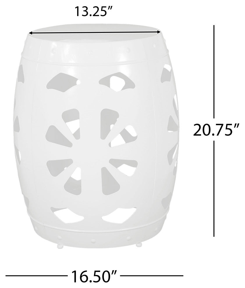 Carey Outdoor Metal Side Table, White