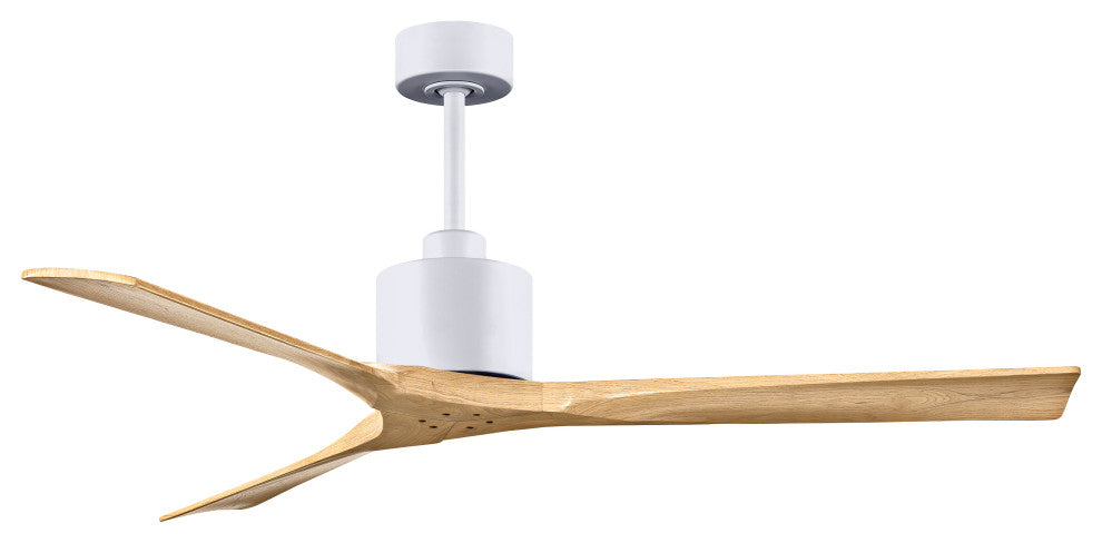 Nan Ceiling Fan, Matte White, 60", Light Maple