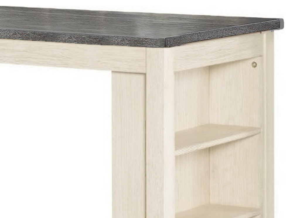 Benzara BM286286 Joss 60" Cottage Counter Height Table, 2 Tone Wood, Cream Base