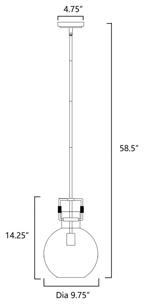 1-Light 10 in. Brushed Nickel Pendant With Globe Shaped Clear Glass Shade