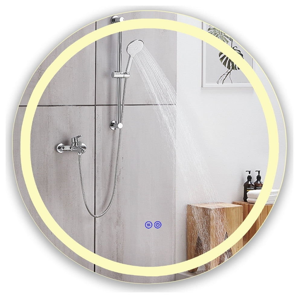 Luminosity Back Lit Round Touchscreen Led Mirror, 28" Wide