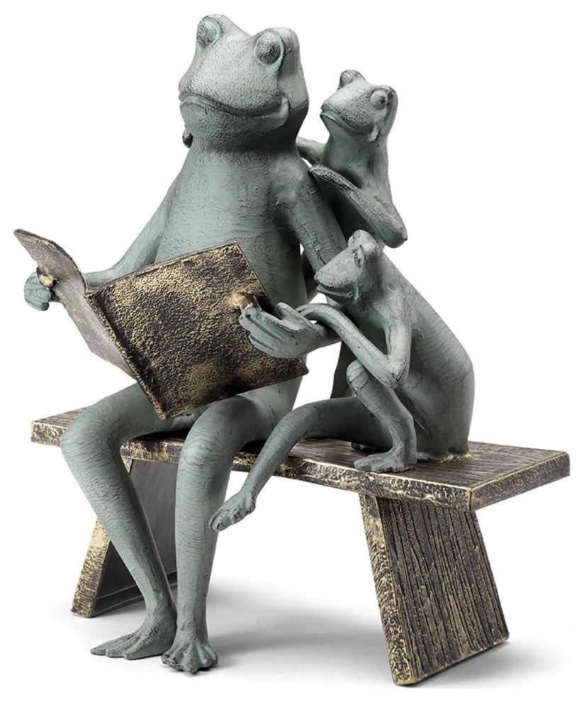 Reading Frog Family Garden Sculpture