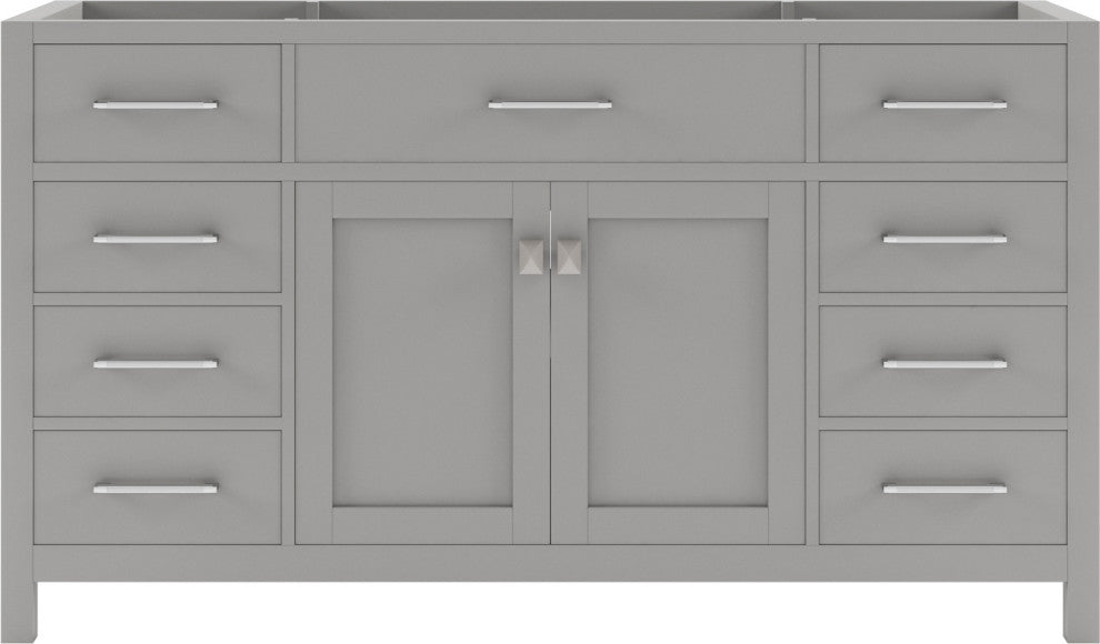 Caroline Bath Vanity, Gray, 60'', Single Sink, Base only