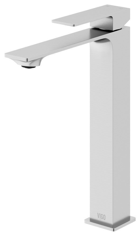 VIGO Dunn 11" H Single Handle Single Hole Bathroom Vessel Faucet, Brushed Nickel