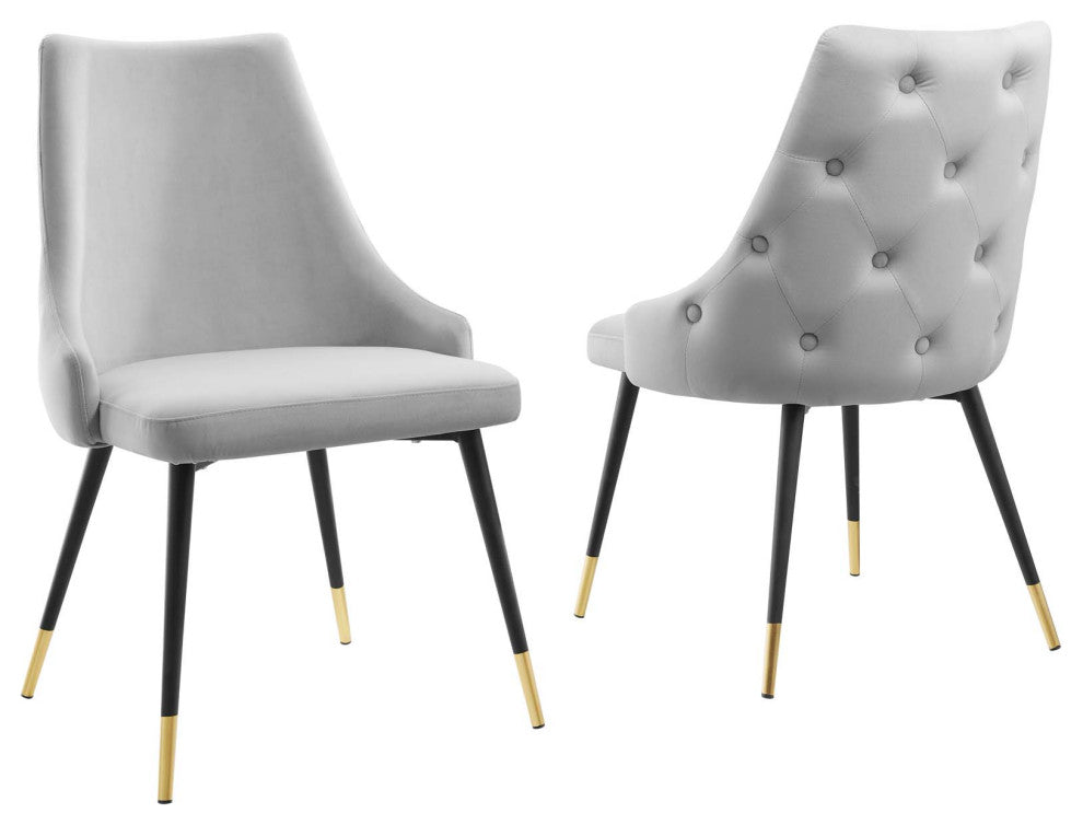 Adorn Dining Side Chair Performance Velvet Set of 2 Light Gray