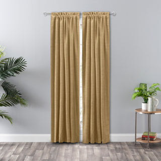 Hudson Rod Pocket Pair Curtains with Tiebacks, Flax, 100" X 63"