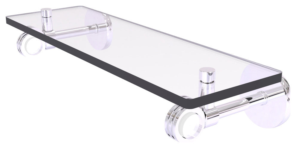 Clearview 16" Glass Shelf with Dotted Accents, Polished Chrome