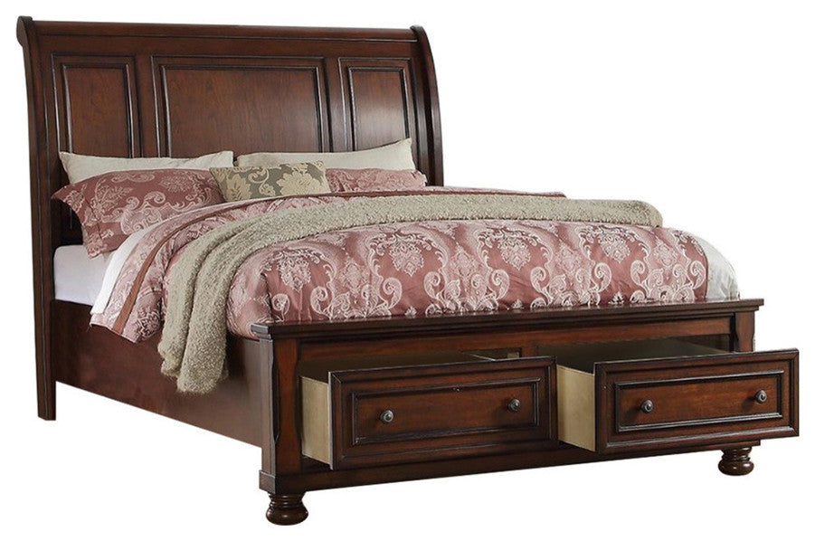 Splendid Wooden C.King Bed, Antique Cherry Finish